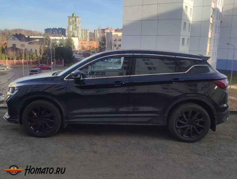 Премиум дефлекторы окон из 6 частей для Джили Кулрей 2020+/2024+ | с молдингом из нержавейки