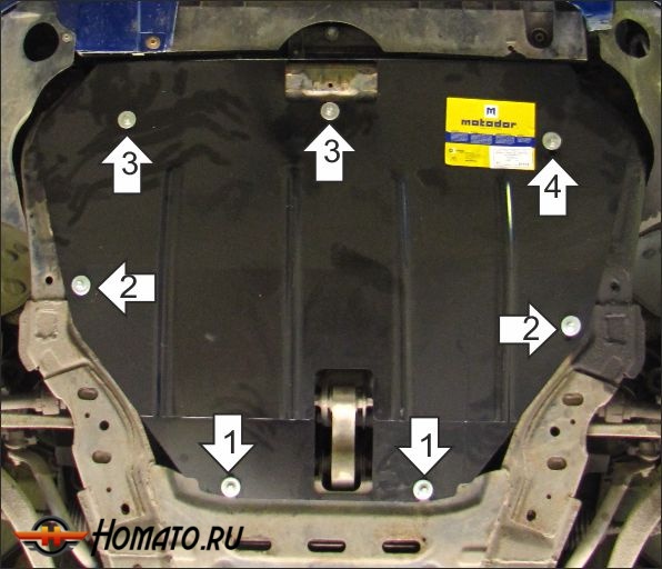 Защита картера Mazda 6 2002-2007 | двигатель + КПП, 2 мм, сталь | MOTODOR | 71104