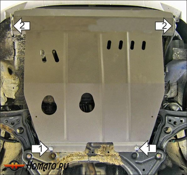 Защита картера Chevrolet Aveo 2003-2006 | двигатель + КПП, 2 мм, сталь | MOTODOR | 73003