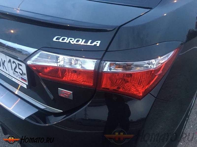 Накладки на задние фонари (реснички) Toyota Corolla (2012-2014) седан | глянец (под покраску)