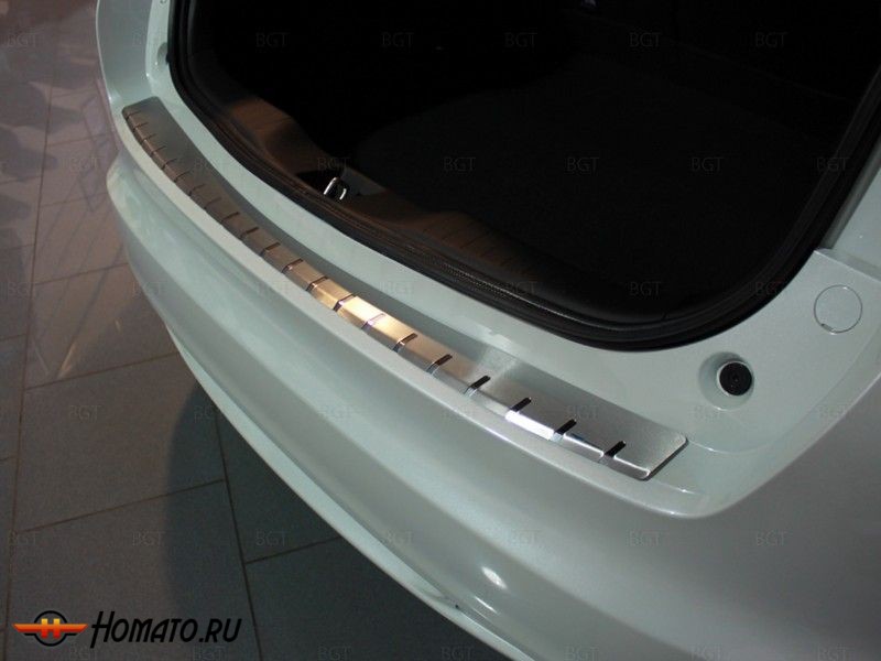 Накладка на задний бампер для Honda Civic 9 2012+ (хэтчбек) | нержавейка, с загибом