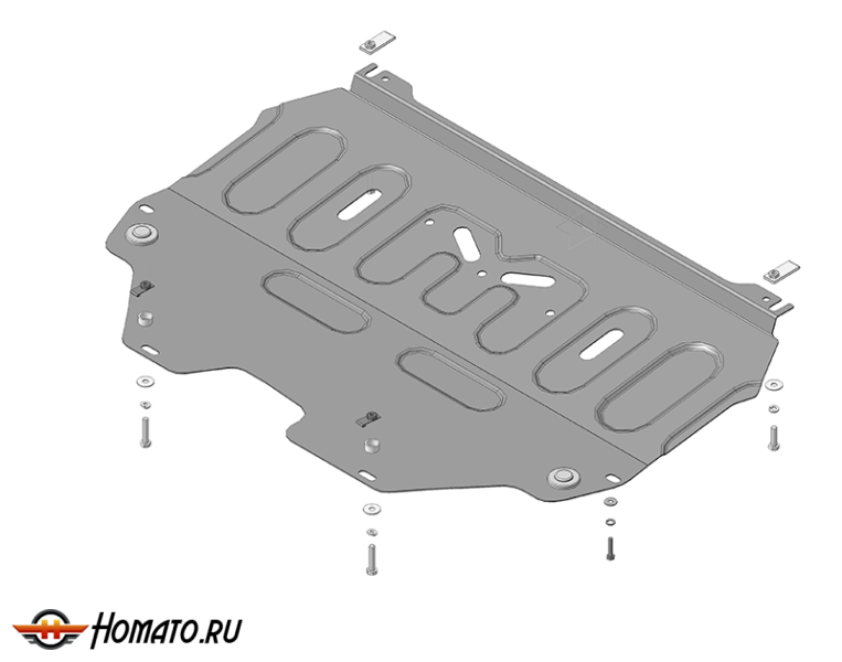 Защита картера Peugeot 308 2011-2014 | двигатель + КПП, 2 мм, сталь | MOTODOR | 71604