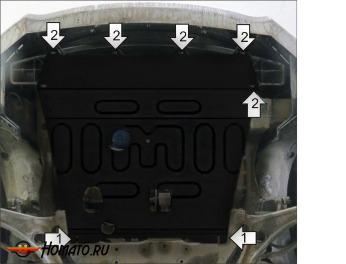 Защита картера Hyundai i40 2011-2018 | двигатель + КПП, 2 мм, сталь | MOTODOR | 70902