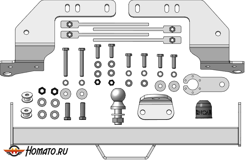Фаркоп Toyota Land Cruiser 200 2007-2012 | шар FE - оцинкованный, нагрузка 120/2000 | ZincaR | ZT101FE