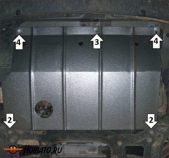 Защита картера Dodge Caravan III 1995-2001 | двигатель + КПП, 2 мм, сталь | MOTODOR | 00304