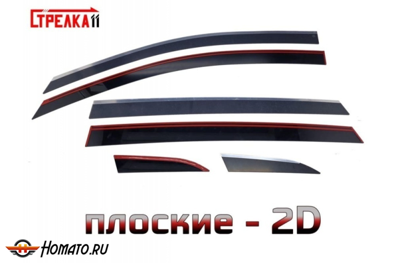 Дефлекторы Renault Koleos 1 2008-2016 | с хром молдингом, из 6 частей, премиум, плоские, 2D