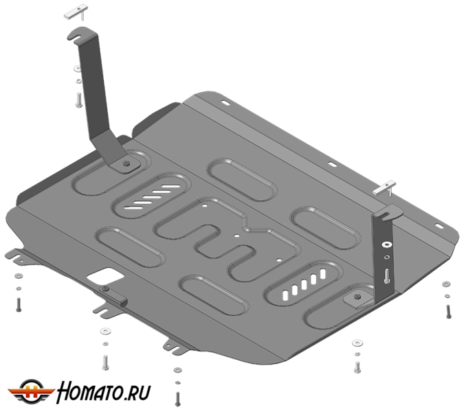 Защита картера FAW Bestune T90 2023+ | двигатель + КПП, 2 мм, сталь | MOTODOR | 73909
