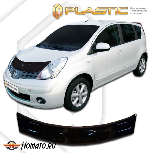 Дефлектор капота Nissan Note 2006-2008 (левый руль) | черный