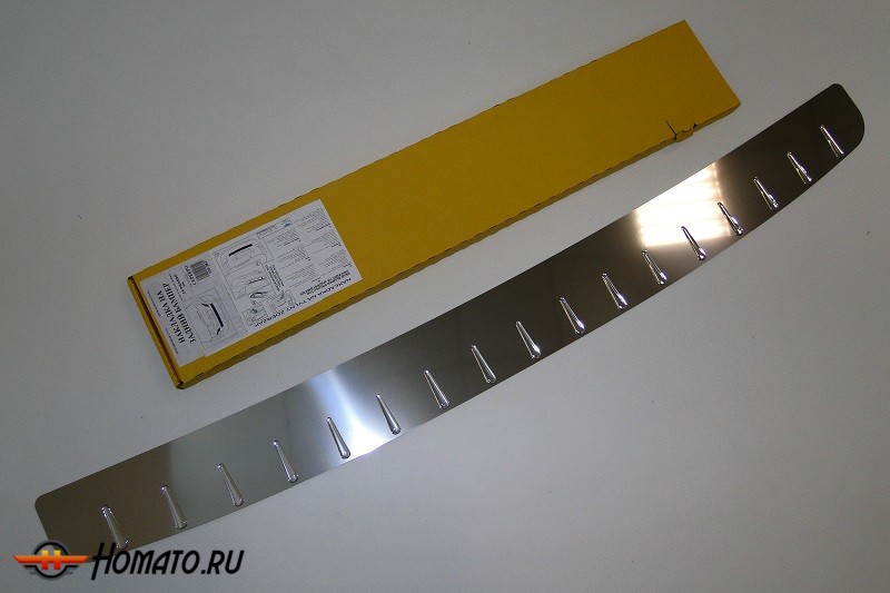 Накладка на задний бампер для Citroen C4 picasso I (2006-2013) | нержавейка + силиконовые вставки, без загиба