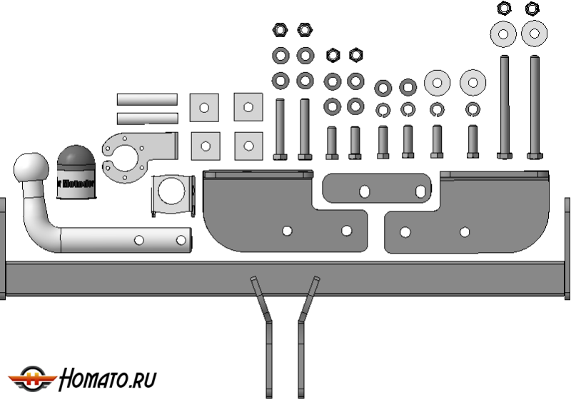 Фаркоп Lifan X60 2012-2021 | шар A - оцинкованный, нагрузка 75/1500 | MOTODOR | 94702-A