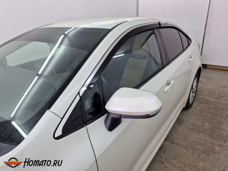 Дефлекторы Toyota Corolla (210) 2019+/2025+ | с хром молдингом, из 8 частей, премиум, плоские, 2D
