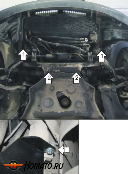 Защита картера BMW 7 (e65, E66) 2001-2008 | радиатор, 2 мм, сталь | MOTODOR | 00220
