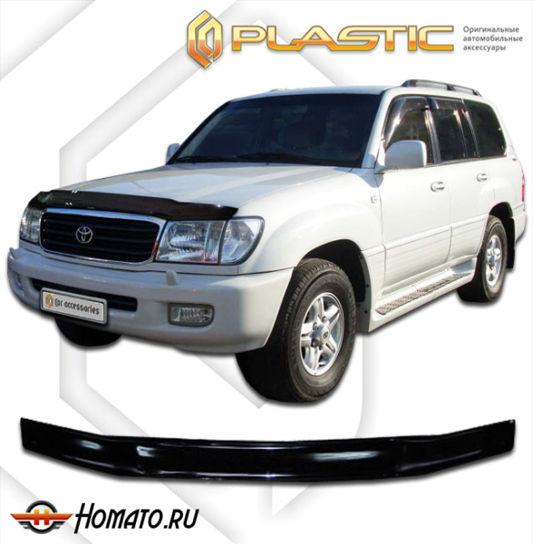 Дефлектор капота Toyota Land Cruiser 100 1998-2002 (J100,J105) | черный