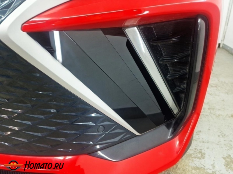 Накладки на передний бампер для Geely Coolray 2024+ рестайл | 7 штук, декор