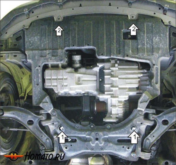 Защита картера Honda Airwave 2004-2008 | двигатель + КПП, 2 мм, сталь | MOTODOR | 00821