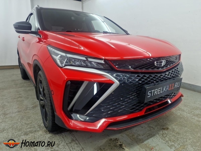 Накладки на передний бампер для Geely Coolray 2024+ рестайл | 7 штук, декор