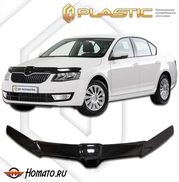 Дефлектор капота Skoda Octavia A7 2013-2016 | exclusive, черный