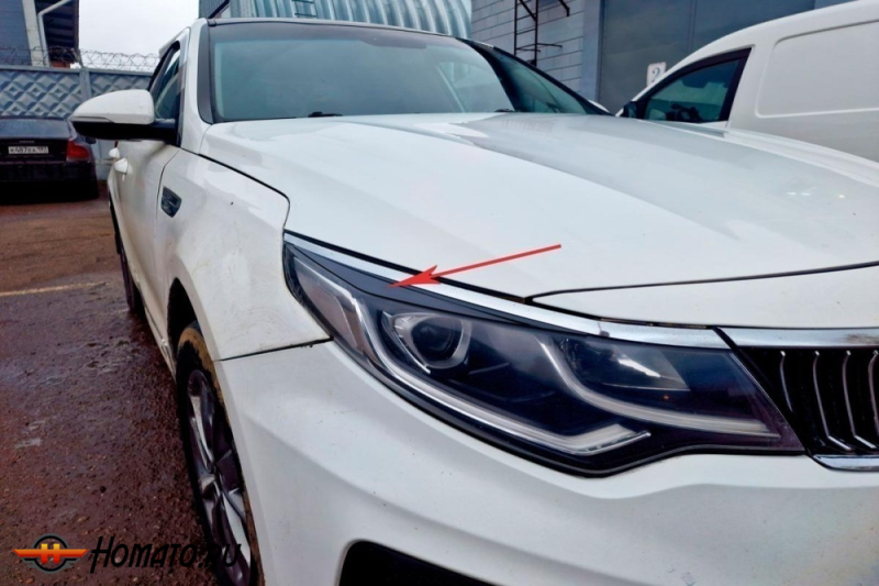 Накладки на фары для Киа Оптима 4 2014-2020 | 2 штуки, декор