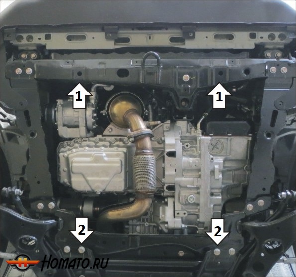 Защита картера Changan Cs75FL 2018-2023 | двигатель + КПП, 2 мм, сталь | MOTODOR | 77202
