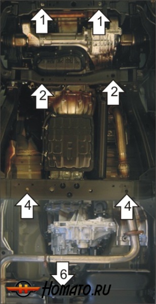 Защита картера Nissan Pathfinder 2005-2010 | двигатель + КПП + раздатка, 3 мм, сталь | MOTODOR | 11413