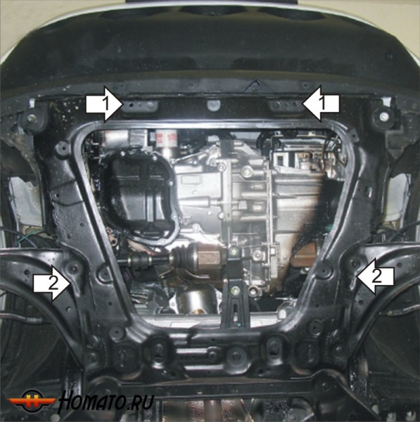 Защита картера Nissan Juke 2010-2013 | двигатель + КПП, 1,5 мм, сталь | АвтоСтандарт | 51409