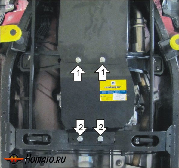 Защита картера Nissan NP300 2008-2014 | раздатка, 3 мм, сталь | MOTODOR | 11404