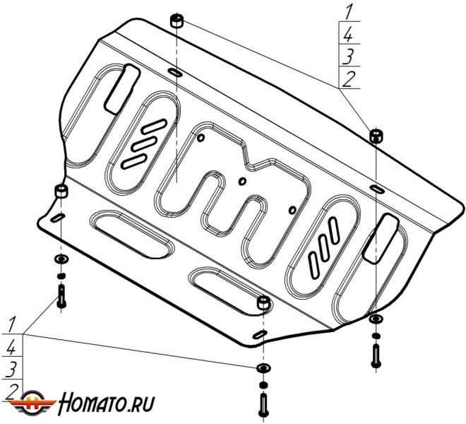 Защита картера Mitsubishi Pajero IV 2006-2012 | радиатор, 2 мм, сталь | MOTODOR | 71304