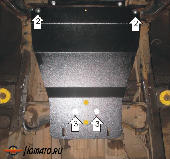 Защита картера Mitsubishi L 200 2006-2014 | КПП, 3 мм, сталь | MOTODOR | 11308