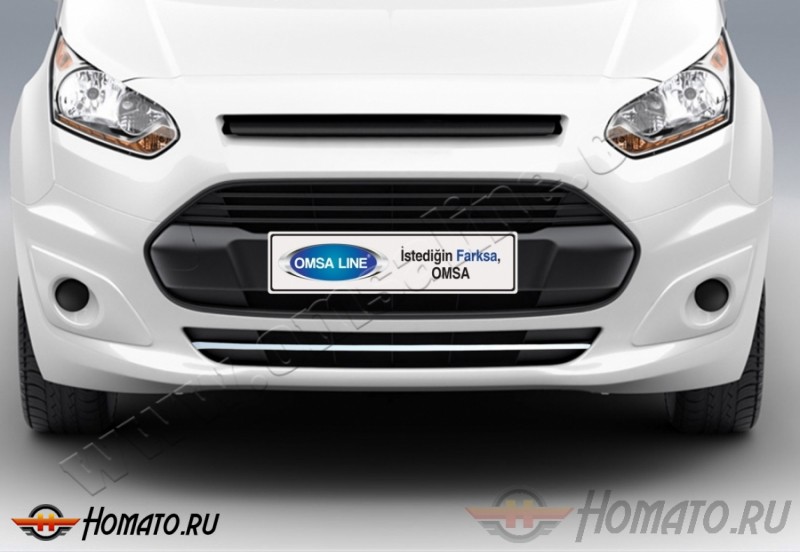 Накладка на передний бампер для Ford Connect 2014+ | нержавейка, 1 часть