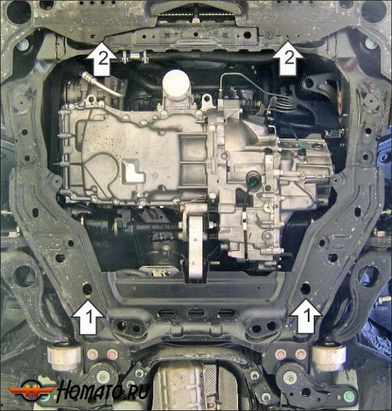 Защита картера Mazda 6 2007-2012 | двигатель + КПП, 2 мм, сталь | MOTODOR | 71105