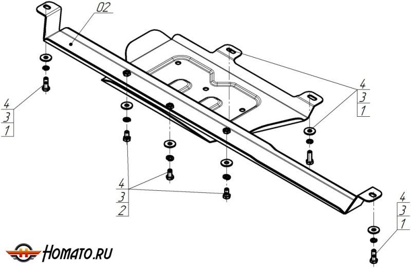 Защита картера TANK 700 2024- | раздатка, 2 мм, сталь | MOTODOR | 73122