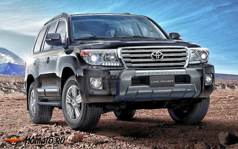 Накладка-обвес переднего бампера на Toyota Land Cruiser 200 (2012-2015)