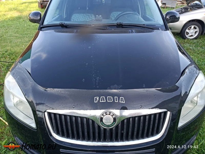 Дефлектор капота мухобойка SKODA FABIA 2 (2007-2010) длинный