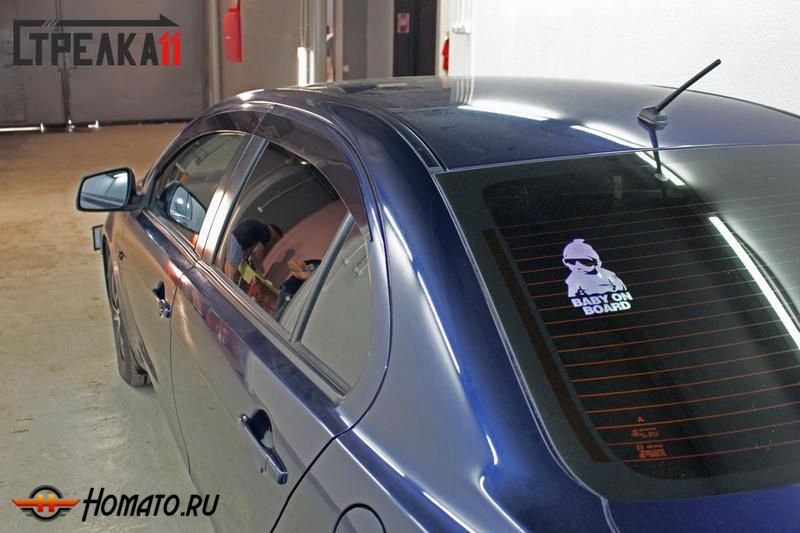 Дефлекторы Mitsubishi Lancer X 2007- | премиум, плоские, 2D