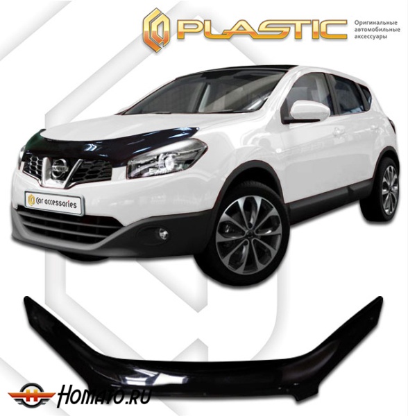 Дефлектор капота Nissan Qashqai +2 2008-2013 | exclusive, черный