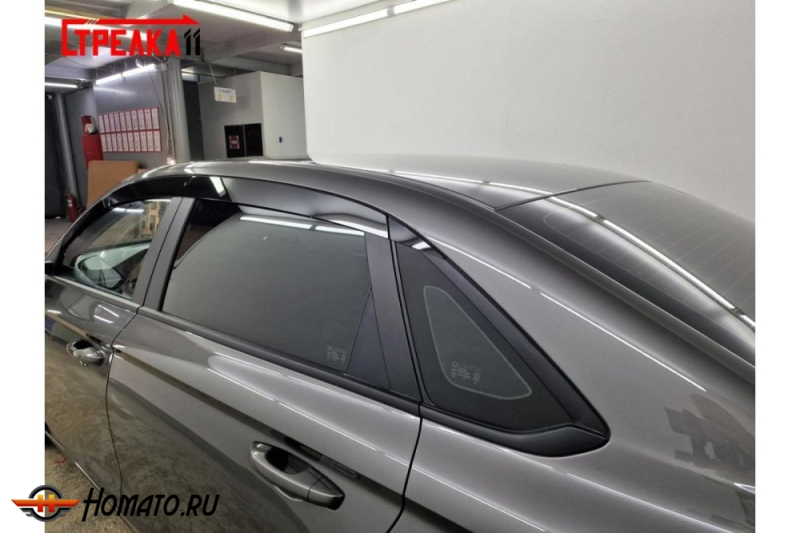 Дефлекторы Geely Emgrand 2023+ | из 6 частей, премиум, плоские, 2D