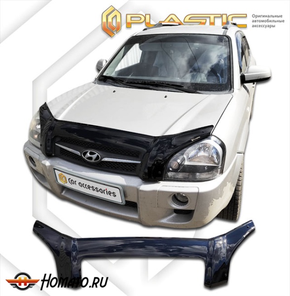 Дефлектор капота Hyundai Tucson 1 2005-2009 | exclusive, черный