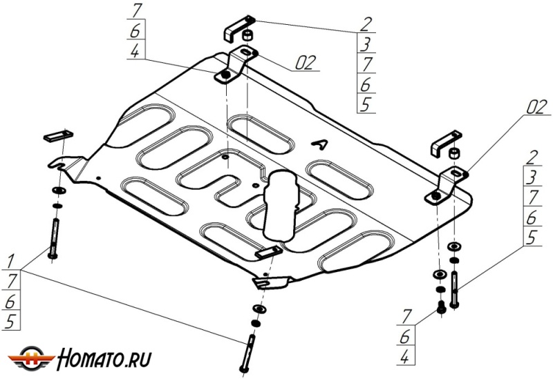 Защита картера Changan Cs95 2023- | двигатель + КПП, 1,5 мм, сталь | АвтоСтандарт | 57212