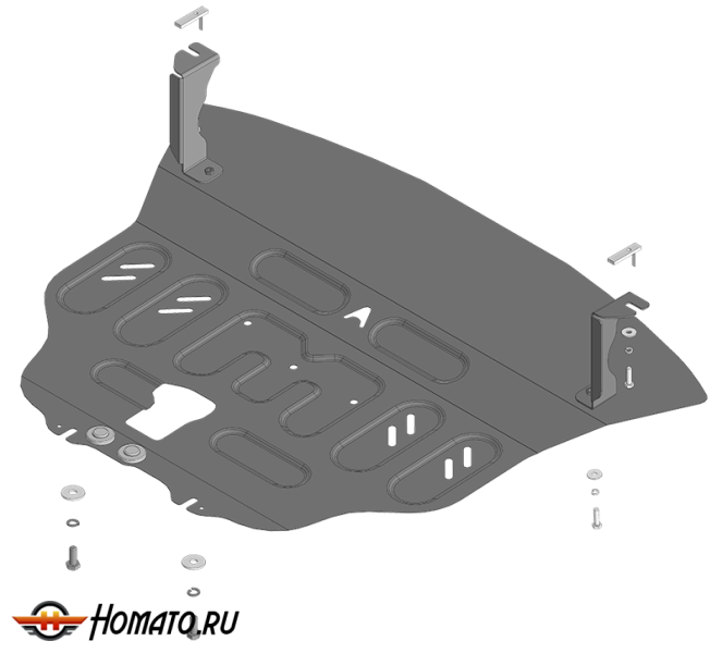 Защита картера BAIC X35 2019- | двигатель + КПП, 1,5 мм, сталь | АвтоСтандарт | 58501