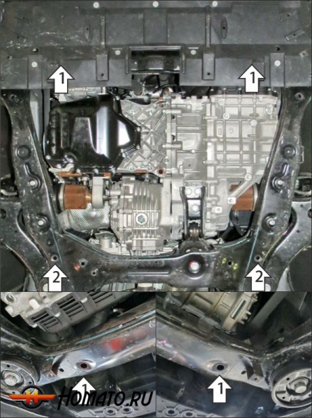 Защита картера DFSK ix7 2024- | двигатель + КПП, 2 мм, сталь | MOTODOR | 78610