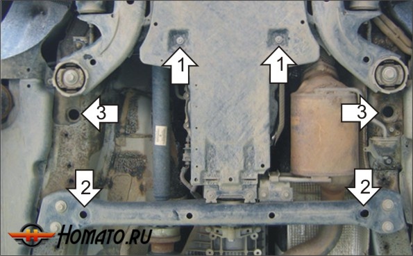 Защита картера Porsche Cayenne 2007-2010 | КПП, 3 мм, сталь | MOTODOR | 12708