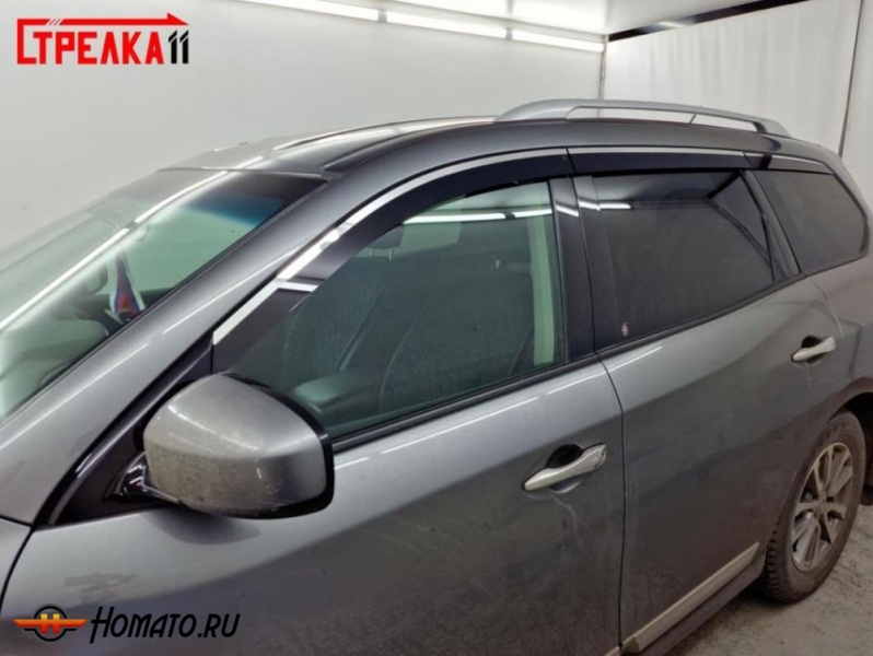 Дефлекторы Nissan Pathfinder (R52) 2014-2021 | премиум, плоские, 2D