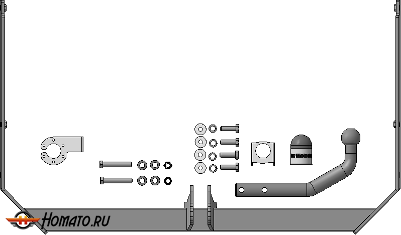 Фаркоп Ford Focus 2008-2010 | шар A - оцинкованный, нагрузка 75/1000 | MOTODOR | 90701-A