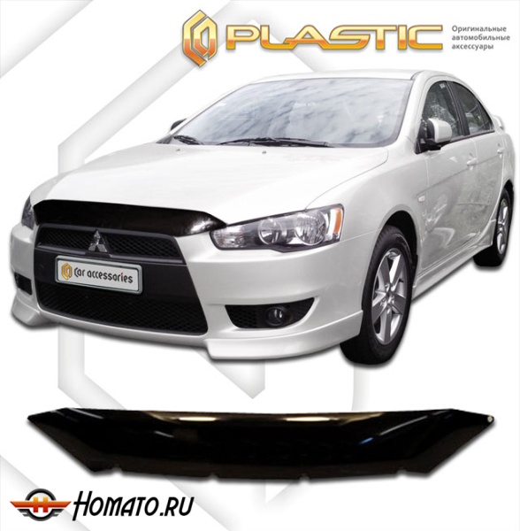 Дефлектор капота Mitsubishi Lancer 10 2007-2009 (седан-хэтчбэк) | черный