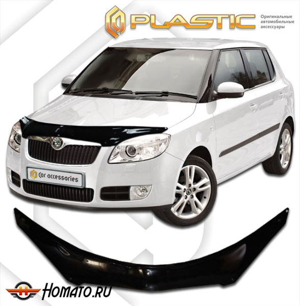 Дефлектор капота Skoda Fabia хэтчбэк 2007-2010 | exclusive, черный