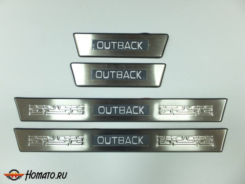 Накладки на дверные пороги с LED подстветкой, нерж. для SUBARU Outback IV