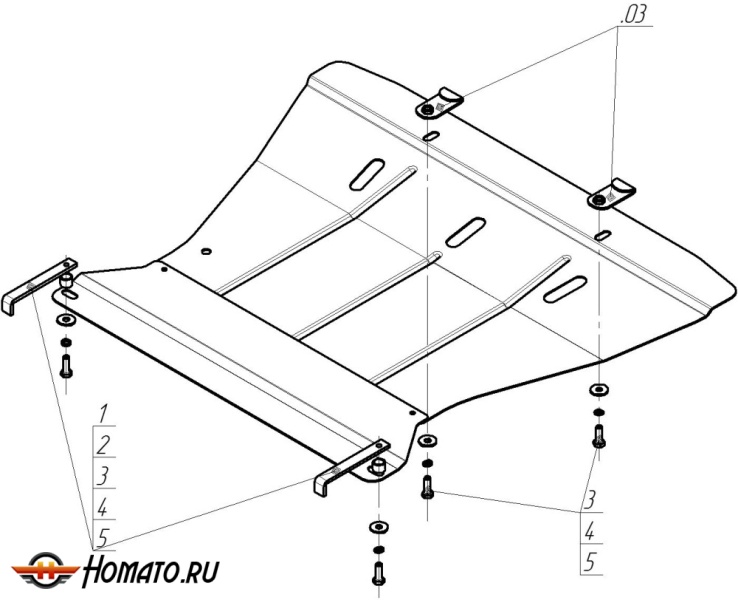 Защита картера Audi A6 1997-2001 | двигатель, 2 мм, сталь | MOTODOR | 00114