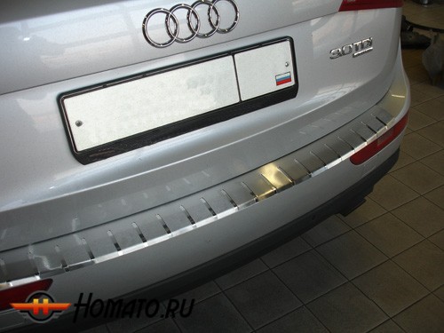 Накладка на задний бампер для Audi Q5 (8R) 2008-2017 | нержавейка, с загибом