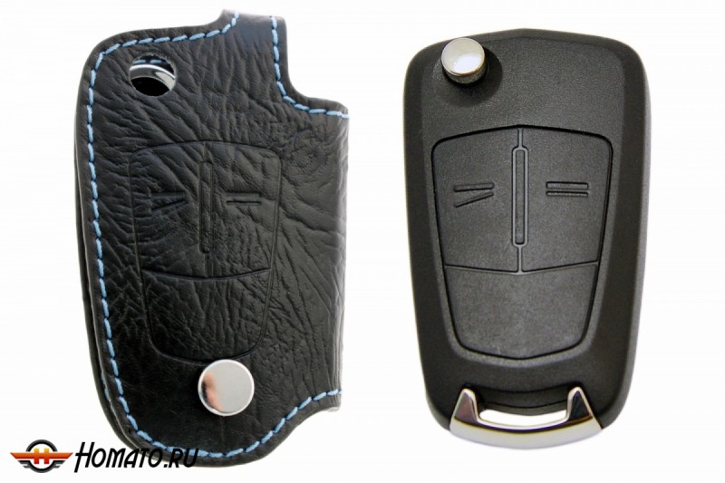 Брелок «кожаный чехол» для ключа Chevrolet Captiva «2006-» Epica «2006-» с голубой нитью