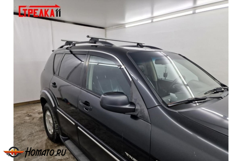 Дефлекторы Ссангйонг Рекстон 1 2003-2007 | с хром молдингом, из 6 частей, премиум, плоские, 2D